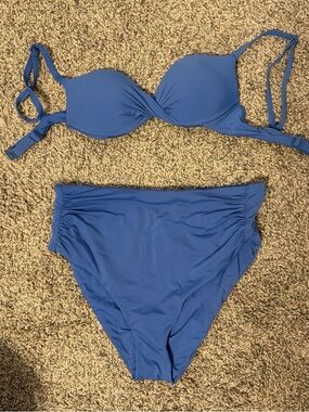 High-Waist Padded Bikini Set in Cobalt Blue